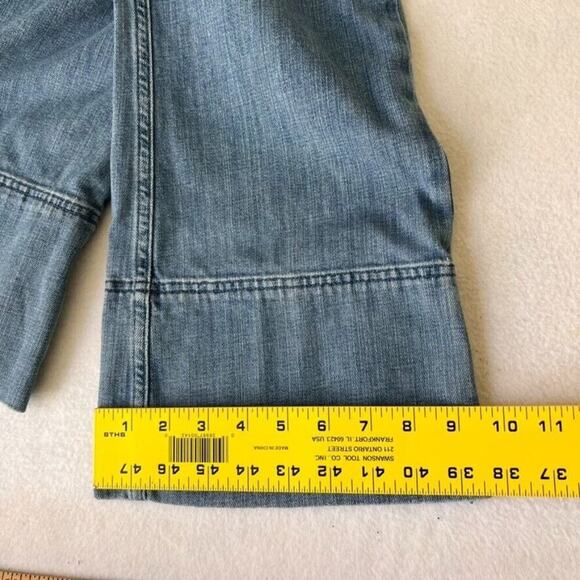 Aerie Overalls Womens XS Blue Button Front Kick Flare Denim Apron Bib - Picture 14 of 16